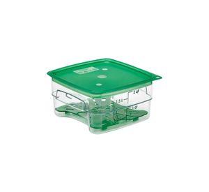 RECIPIENTE GRADUADO CUADRADO POLICARBONATO 2 LTS. CON TAPA VERDE Y DRENAJE