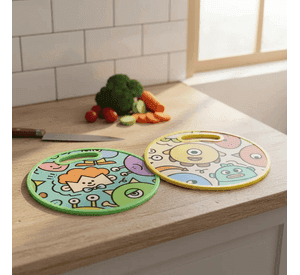Tabla De Picar Plastica Redonda 30cm Estampado Infantil