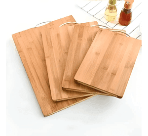 Tabla Para Cortar De Cocina Bambú Firme + Mango Metálico Color Marrón Liso