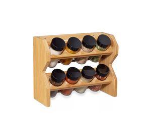 Especiero de madera con 8 frascos de vidrio Simplit
