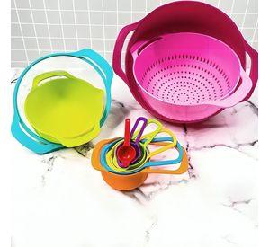 Set De Tazas Medidoras Cernidor Colador Bowl Cocina