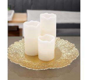 Set 3 Plato Base Redondo Dorado Brillante Decorativo Jhn