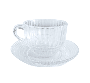 Set de 6 Tazas de Vidrio 240ml con Platillos - Deli Glass