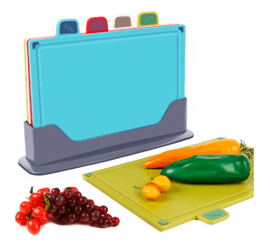 4 Plástico Juego De Cocina De Tablas De Cortar Con Soporte