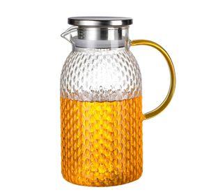 Jarra De Vidrio 1 9l Servir Te Jugo Bebida Agua Tapa Acero