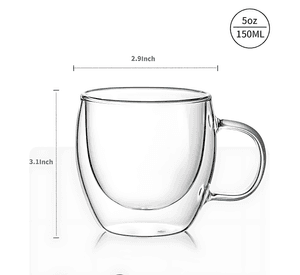 Pack 2 Tazas Transparente Vidrio Café Té Multiuso 150ml