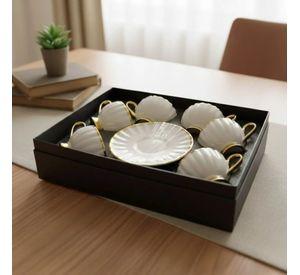 Set Té Vintage Relieve Dorado Lujo 6 Personas AJ