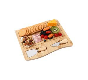 Tabla Charcutería Quesos Bambú Con 2 Cuchillos Picnic