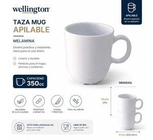 6 Tazas Melamina Apilable Wellington 350cc Mug Melamina