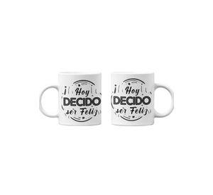Tazones tazas blancas Hoy decido ser feliz Frase motivacion