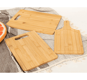 Set De 3 Tablas De Bamboo Para Picar Ecológicas Marrón Claro