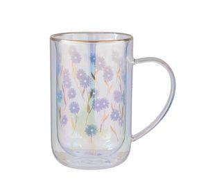Mug Bhoro Doble Vidrio Blue Garden 470 ml