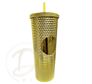 Vaso Mug Tublr Stud Botella Motivacional Vaso con Bombilla Dorado