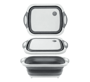 Tabla Cortar Picar De Plástico Colador Canasto Plegable Color Blanco 3 En 1