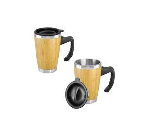 MUG Taza Madera Bambú Asa tapa Ecológico 400 ML