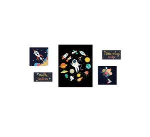 Set De 5 Canvas Decorativos Astronauta 40 X 50 Cm