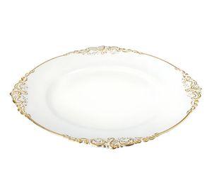 Set 3 Bajo Plato Base Decorativo Blanco Y Borde Dorado Jhn