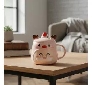 Taza de Santa y Reno Navideña y Moderna
