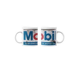 Tazones tazas blancas Mobil Petroleo Vintage