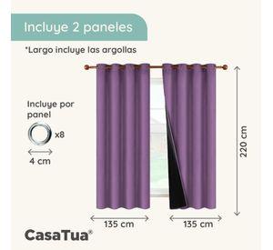 Cortina 100% Blackout Terciopelo Engomada 135x220 Casatua x2