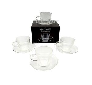 SET 4 TAZAS C/PLATO ESPRESSO GLASSO