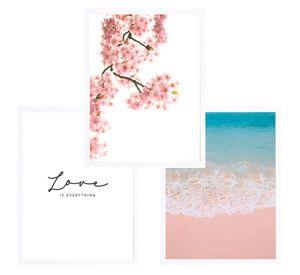 Set 3 Cuadros Pink&Calm 30x40 Marco Blanco