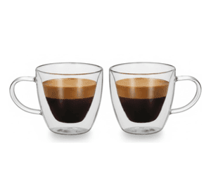 Set De 2 Tazas De Vidrio Doble Pared Para Cafe Te 80ml