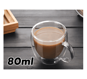Set De 2 Tazas De Vidrio Doble Pared Para Cafe Te 80ml