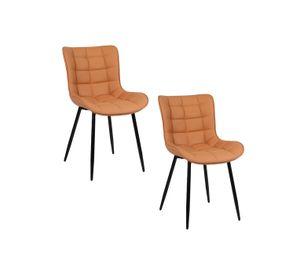 Pack 2 Sillas de Comedor Pu Camel Patas Metálicas