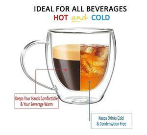 Set 2 Tazas Doble Pared Vidrio Borosilicato Caf Americano 250ml La Cream