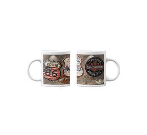 Tazones tazas blancas Harley Davidson Ruta 66 Vintage