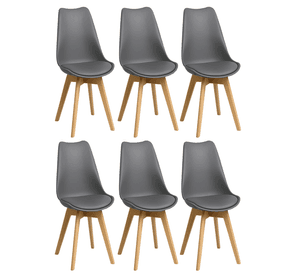 Pack 6 Sillas Eames Acolchada Gris