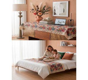 Piecera de Cama Multiuso Diseño Bohemio con Encaje 80x200cm m5