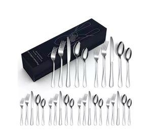 Cubertería De Acero Inoxidable 30 Piezas Portátil Dorado