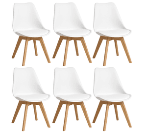 Pack 6 Sillas Eames Acolchada Blancas
