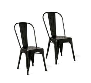 Pack 2 Sillas Comedor Terraza Restaurante Apilables Metal Industrial Tolix Negras