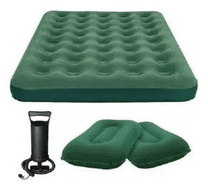 Combo Colchón Doble + 2 Almohadas + Inflador Para Camping