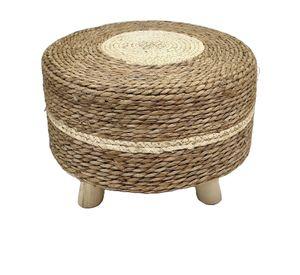 Reposapiés Redondo Natural Ratán Madera Multifuncional Jhn