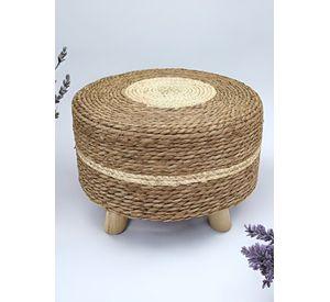 Reposapiés Redondo Natural Ratán Madera Multifuncional Jhn