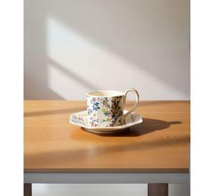 Taza Elegante Platillo Floral Decorativa Hogar Jhn