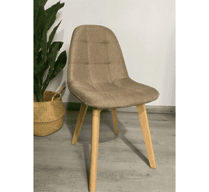 Silla Capitone tapizado lino con pata madera