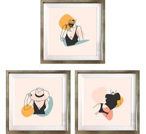 Set 3 Cuadros Actitud 40x50 Marco Plateado