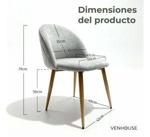 Silla Comedor Moderna Acolchada Metal Sora Venhoouse Felpa Gris