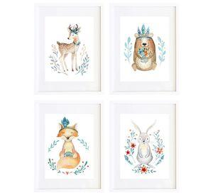 Set 4 Cuadros Animales Y Flores 30X40