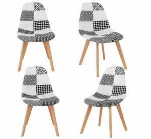 Pack 4 unidades Silla Eames Patchwork Blanco Negro