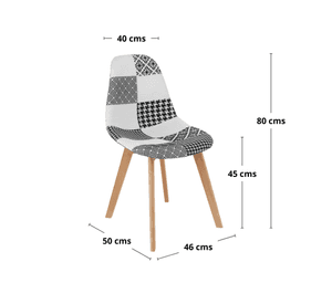 Pack 4 unidades Silla Eames Patchwork Blanco Negro