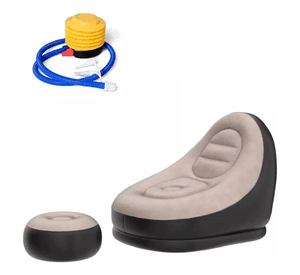 Sofa Inflable Puff Tumbona Con Reposa Pies Negro