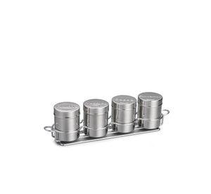 SET 4 ESPOLVOREADORES ACERO INOX CON RACK