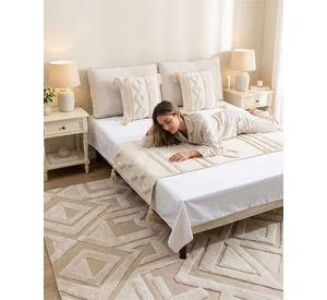 Piecera De Cama Boho Con Dos Fundas Cojin Bordado PF5