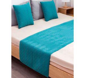 Set de Pieceras Plush + Fundas de Cojin 45×45 turquesa